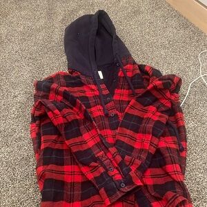 Red hooded flannel hoodie